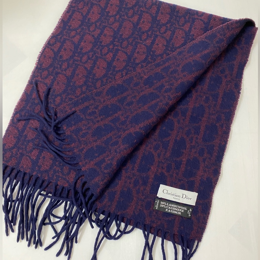 CHRISTIAN DIOR Lambswool Oblique Jacquard Scarf